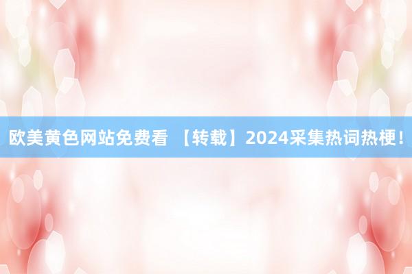 欧美黄色网站免费看 【转载】2024采集热词热梗!
